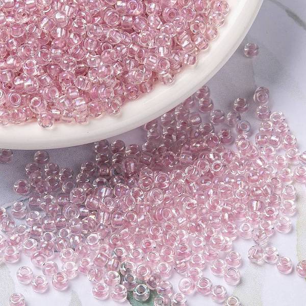 

PandaHall MIYUKI Round Rocailles Beads, Japanese Seed Beads, (RR3639) Fancy Lined Soft Pink, 8/0, 3mm, Hole: 1mm, about 422~455pcs/10g Glass...
