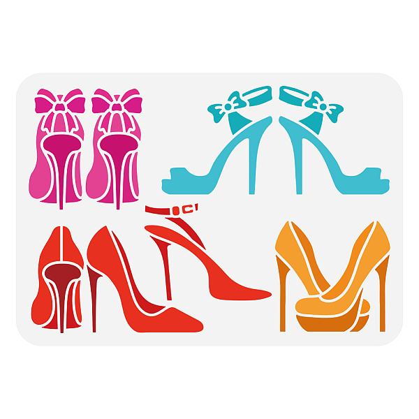 

PandaHall Plastic Hollow Out Drawing Painting Stencils Templates, for Painting on Scrapbook Fabric Tiles Floor Furniture Wood, High-Heeled...