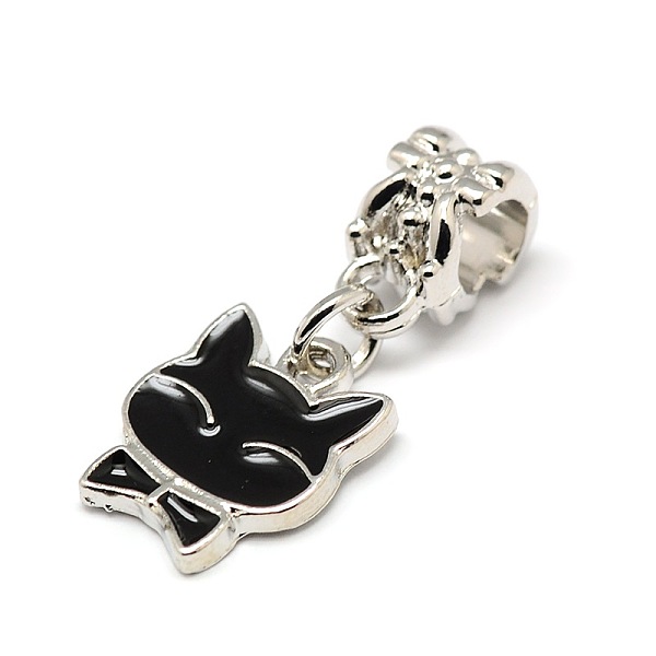 

PandaHall Platinum Plated Alloy Enamel Kitten European Dangle Pendants, Large Hole Pendants, Cat Head, Black, 26mm, Hole: 4.5mm Alloy+Enamel...