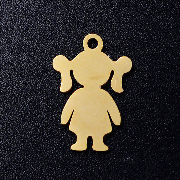 

PandaHall 201 Stainless Steel Pendants, Blank Stamping Tag, Girl, Golden, 16.5x11x1mm, Hole: 1.5mm 201 Stainless Steel Human