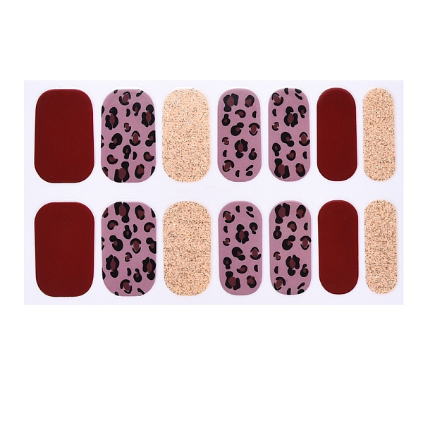 

PandaHall Fruit Floral Leopard Print Full Wrap Nail Polish Stickers, Self-Adhesive Glitter Powder Nail Decal Strips, with Free Manicure..., Purple