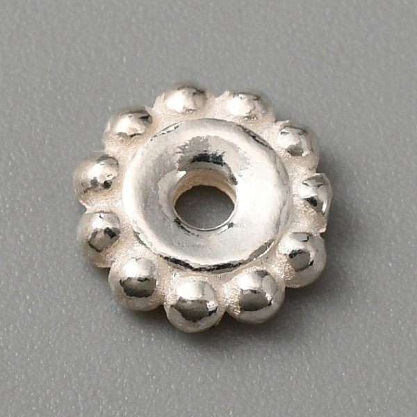 

PandaHall 925 Sterling Silver Spacer Beads, Flower, Silver, 7.5x1.5mm, Hole: 1.6mm Sterling Silver Flower
