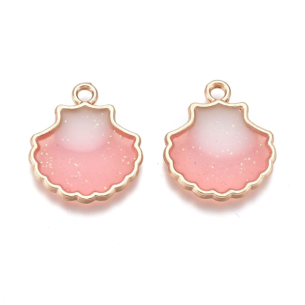 

PandaHall Alloy Enamel Pendants, Double-Sided, Scallop Shell Shape, Golden, Pink, 18x15.5x2mm, Hole: 1.6mm Alloy+Enamel Shell Shape Pink