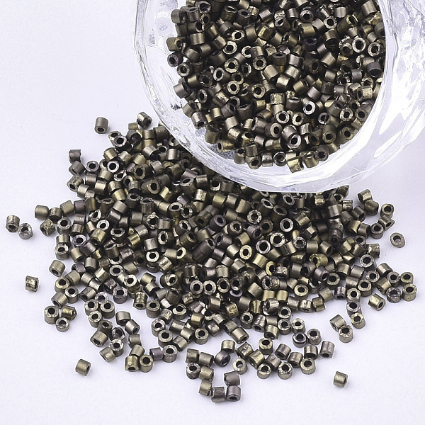 

PandaHall Electroplate Glass Cylinder Beads, Seed Beads, Frosted, Metallic Colours, Round Hole, Dark Goldenrod, 1.5~2x1~2mm, Hole: 0.8mm..., Gold