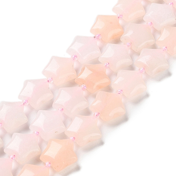 

PandaHall Natural Rose Quartz Beads Strands, with Seed Beads, Puffed Star, 14~15.5x15~16x6.5~7mm, Hole: 1mm, about 24~25pcs/strand...