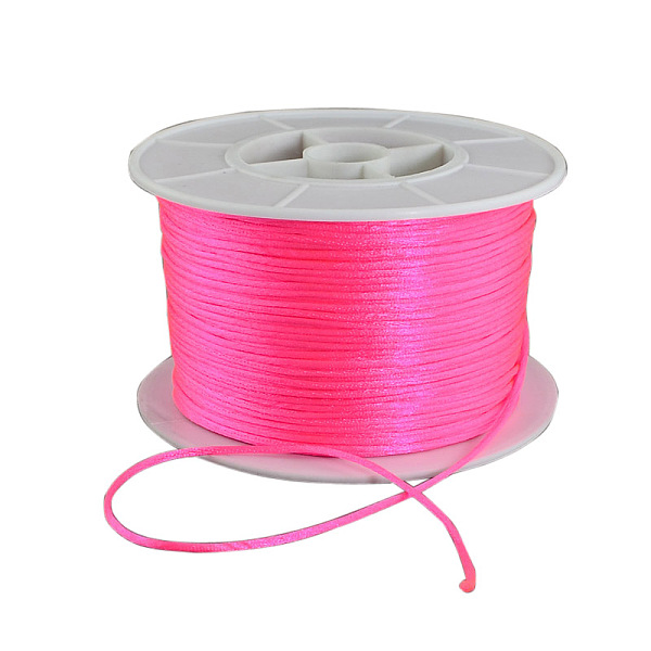 

PandaHall Round Nylon Thread, Rattail Satin Cord, for Chinese Knot Making, Hot Pink, 1mm, 100yards/roll Nylon Pink