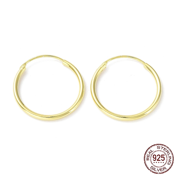 

PandaHall 925 Sterling Silver Huggie Hoop Earrings, with S925 Stamp, Real 18K Gold Plated, 18x1.5x18.5mm Sterling Silver Round