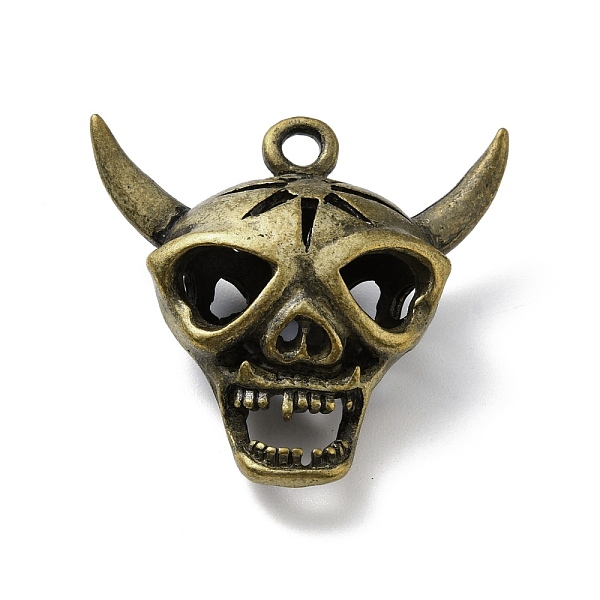 

PandaHall Halloween Alloy Pendants, Skull, Antique Bronze, 32x33.5x12.5mm, Hole: 2.5mm Alloy Skull