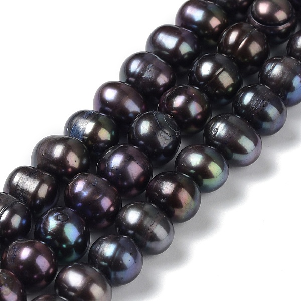 

PandaHall Natural Pearl Dyed Beads Strands, Round, Black, 8.5~9.5mm, Hole: 0.5mm, about 50pcs/strand, 15.75''(40cm) Pearl Round Black