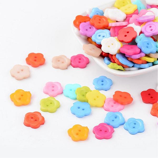 

PandaHall Beautiful Flower Buttons, Resin Button , Mixed Color, about 14mm in diameter, hole: 1.5mm, about 400pcs/bag Resin Flower..., Multicolor