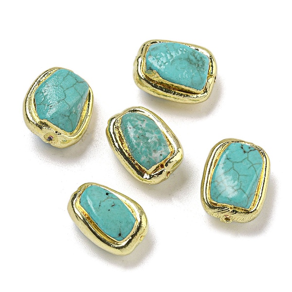 

PandaHall Rack Plating Brass Beads, with Natural Howlite, Long-Lasting Plated, Dyed, Rectangle, 15~16x10.5~13x8~9.5mm, Hole: 0.8mm Howlite...
