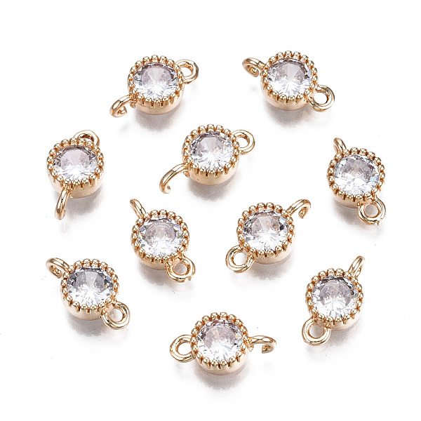 

PandaHall Brass Micro Pave Clear Cubic Zirconia Links Connectors, Long-Lasting Plated, Cadmium Free & Lead Free, Flat Round, Light Gold...