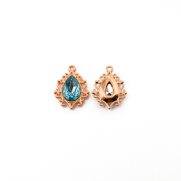 

PandaHall Alloy Pendants, with Rhinestone, Cadmium Free & Lead Free, Light Gold, Teardrop, Dark Turquoise, 25x19x5mm, Hole: 1.6mm...