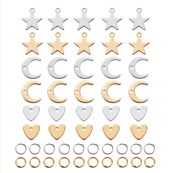 PandaHall Brass Pendant, Long-Lasting Plated, Nickel Free, Real Gold Plated, Double Horn/Crescent Moon, Golden & Silver, 9.8x11x0.7mm, Hole...