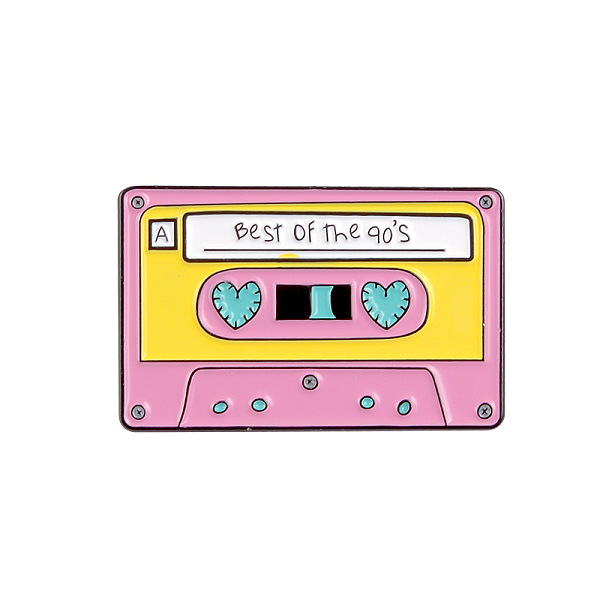 

PandaHall Cartoon Magnetic Tape Retro VHS Chest Pin - Halloween Christmas Gift Alloy Pink