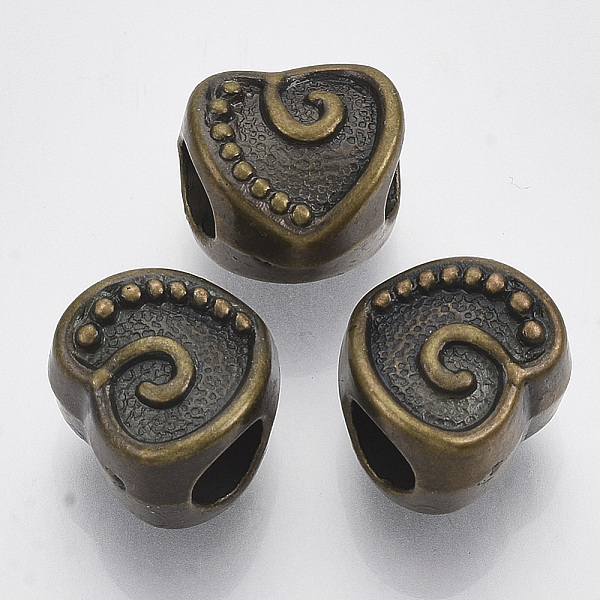 

PandaHall CCB Plastic European Beads, Large Hole Beads, Heart, Antique Bronze, 11x12x9mm, Hole: 5mm Plastic Heart