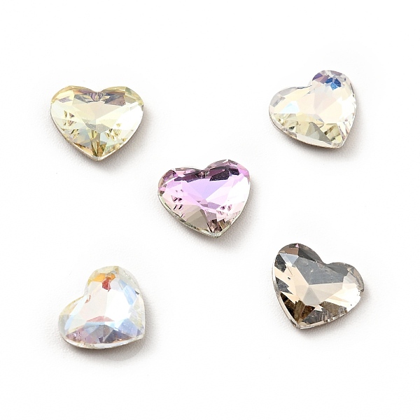 

PandaHall K9 Glass Rhinestone Cabochons, Flat Back & Back Plated, Faceted, Heart, Mixed Color, 7.3x8x3mm Glass Rhinestone Heart Multicolor