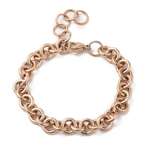 

PandaHall Ion Plating(IP) 304 Stainless Steel Rolo Chain Bracelets, with Lobster Claw Clasps, Rose Gold, 7 inch(17.7cm), 8.5mm 304 Stainless...