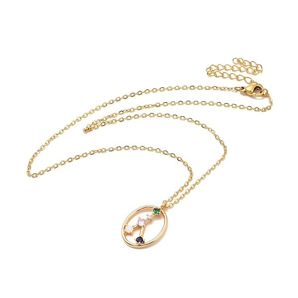 

PandaHall Colorful Cubic Zirconia Constellation Pendant Necklace, Golden 304 Stainless Steel Jewelry for Women, Cancer, 15.75 inch(40cm)...