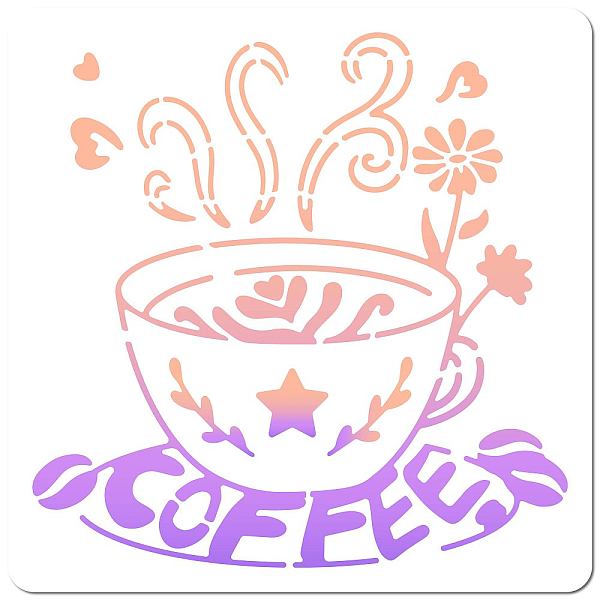 

PandaHall Coffee PET Plastic Hollow Out Drawing Painting Stencils Templates, Square, Drink, 300x300mm Plastic Drink
