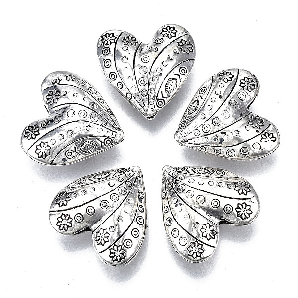 

PandaHall Tibetan Style Alloy Beads, Cadmium Free & Lead Free, Heart, Antique Silver, 30x30x14mm, Hole: 3mm Alloy Heart