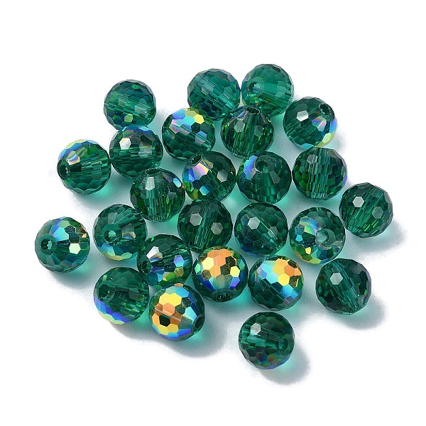 

PandaHall AB Color Plated Glass Beads, Faceted Round, Light Sea Green, 8x7mm, Hole: 1.5mm Glass Round