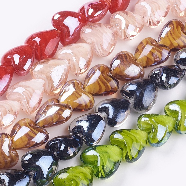 

PandaHall Handmade Lampwork Beads, Mother's Day Jewelry Making, Heart, Mixed Color, 20x20x12mm, Hole: 1~2mm Lampwork Heart Multicolor