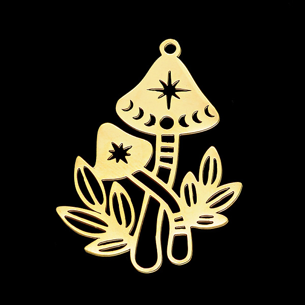 

PandaHall Autumn Theme Vacuum Plating 304 Stainless Steel Pendants, Laser Cut, Mushroom, Golden, 34x24x1mm, Hole: 1.5mm 304 Stainless Steel...