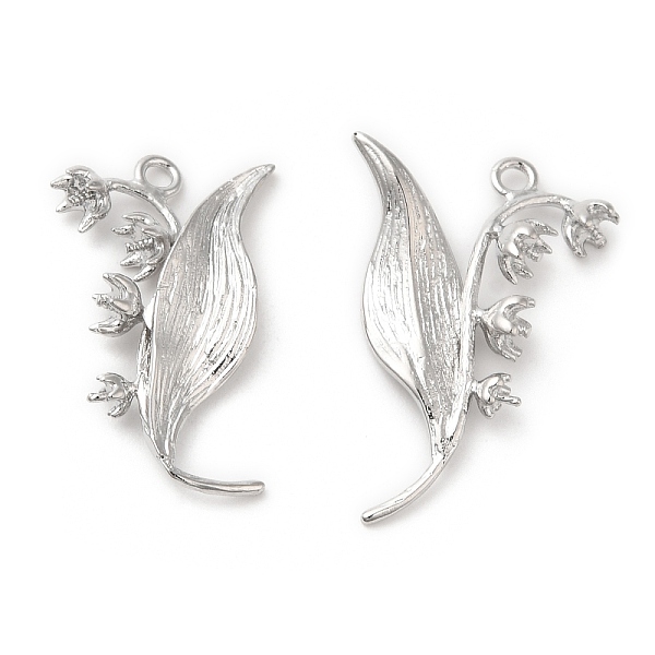 

PandaHall Brass Pendants, Flower Charm, Real Platinum Plated, 23x11x3mm, Hole: 1.4mm Brass Flower