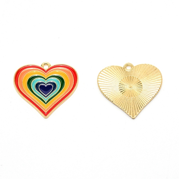 

PandaHall Heart Alloy Enamel Pendants, Light Gold, Colorful, 28x29x1mm, Hole: 2mm Alloy Heart Red