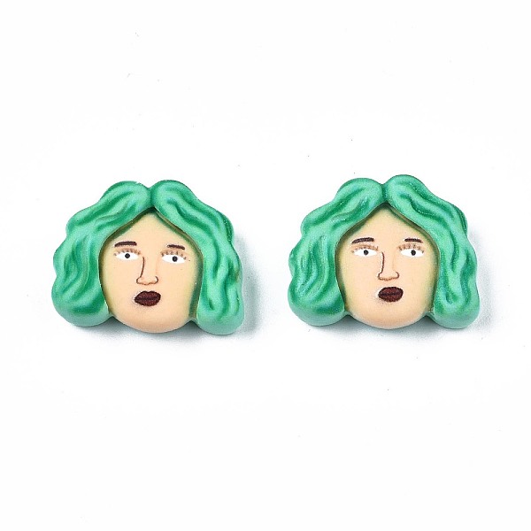 

PandaHall Opaque Resin Cabochons, Human Face, Medium Sea Green, 16x19x5.5mm Resin Human