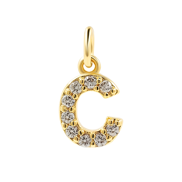 

PandaHall Brass Cubic Zirconia Pendants with Jump Rings, Real 18K Gold Plated, Letter C, 15x11x2.2mm, Hole: 2.8mm Brass+Cubic Zirconia..., Clear