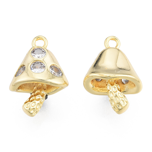 

PandaHall Brass Micro Pave Clear Cubic Zirconia Pendants, Nickel Free, Mushroom, Real 18K Gold Plated, 18x12x8.5mm, Hole: 1.6mm Brass+Cubic...