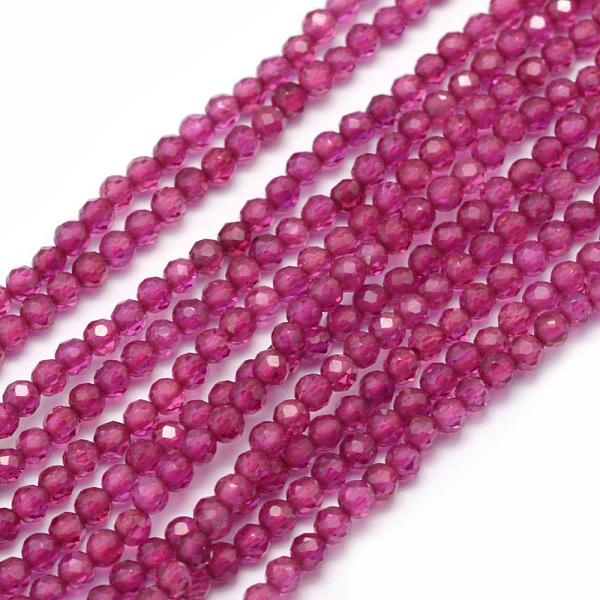 

PandaHall Natural Red Corundum/Ruby Beads Strands, Faceted, Round, 2mm, Hole: 0.5mm, about 165pcs/strand, 15.35 inch(39cm) Ruby Round