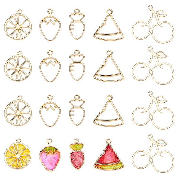 

PandaHall Olycraft Zinc Alloy Open Back Bezel Pendants, For DIY UV Resin, Epoxy Resin, Pressed Flower Jewelry, Fruit, Golden...