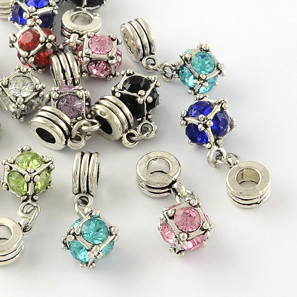 

PandaHall Large Hole Cube Alloy Rhinestone European Dangle Charms, Antique Silver, Mixed Color, 15x12x12mm, Hole: 4mm Alloy+Rhinestone Cube..., Multicolor