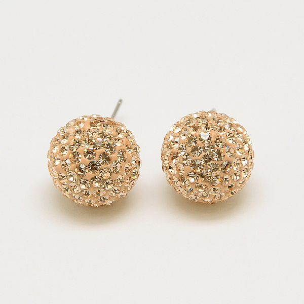 

PandaHall 925 Sterling Silver Austrian Crystal Rhinestone Ear Studs, with Ear Nuts, Round, 319_Vintage Rose, 12mm, Pin: 0.8mm Sterling..., Pink