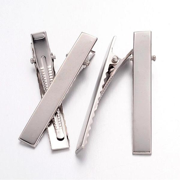 

PandaHall Platinum Plated Iron Flat Alligator Hair Clip Findings for DIY Hair Accessories Making, 57x8.5mm Iron