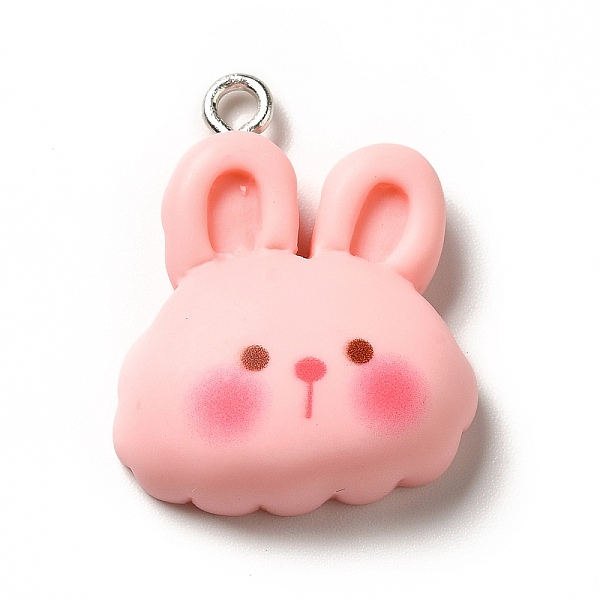 

PandaHall Opaque Resin Pendants, Animal Charm, with Platinum Tone Iron Loops, Pink, Rabbit, 26x20x8mm, Hole: 2.2mm Iron+Resin Rabbit Pink