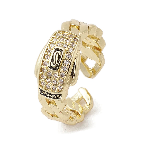 

PandaHall Brass Adjustable Rings, with Cubic Zirconia, Real 18K Gold Plated, Inner Diameter: 17.6mm Brass+Cubic Zirconia Rectangle