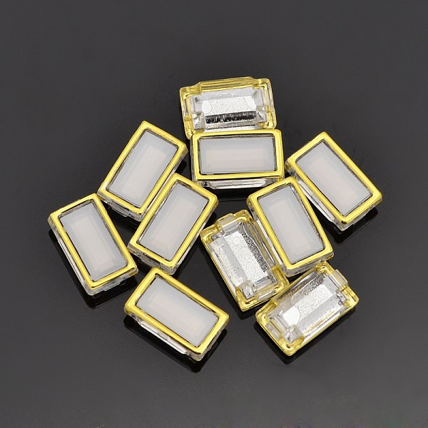

PandaHall Sew on Taiwan Acrylic, Multi-strand Links, Garment Accessories, Rectangle,WhiteSmoke,Golden,12x7x5mm, Hole: 0.5mm Acrylic..., White