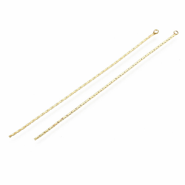 PandaHall Brass Coreana Chain Tassel Pendants, Nickel Free, Real 18K Gold Plated, 71x0.8x0.5mm, Hole: 1mm Brass Others