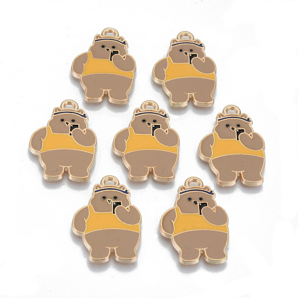 

PandaHall Alloy Enamel Pendants, Cadmium Free & Lead Free, Bear, Light Gold, Camel, 32x21.5x1.5mm, Hole: 2x3mm Alloy+Enamel Bear Brown