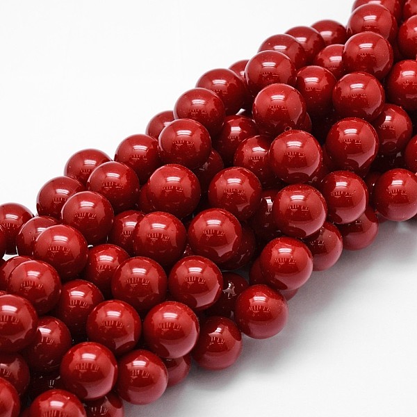 

PandaHall Shell Pearl Beads Strands, Grade A, Round, Dark Red, 14mm, Hole: 1mm, about 28~29pcs/strand, 16 inch Shell Pearl Round Red