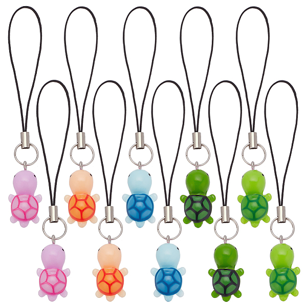 

PandaHall Opaque Resin Tortoise Mobile Strap, with Nylon Cord, Mixed Color, 80~95mm Resin Multicolor