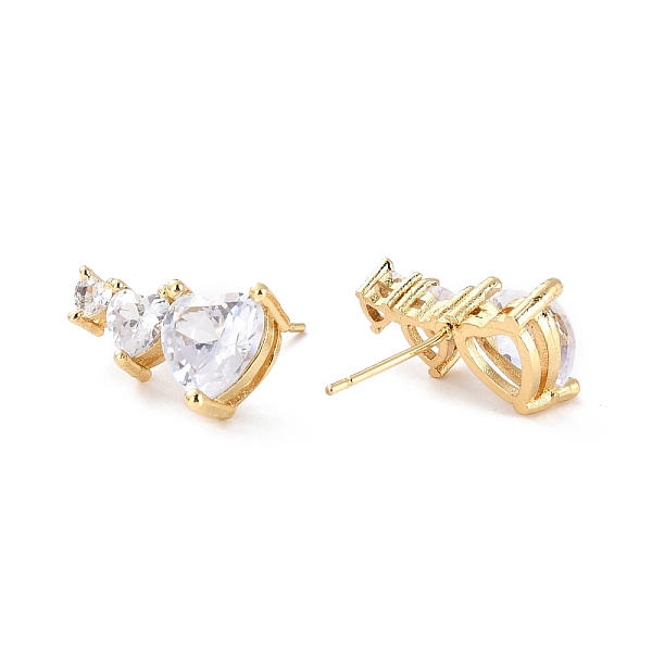 

PandaHall Heart Clear Cubic Zirconia Stud Earrings for Her, Cadmium Free & Lead Free, Real 18K Gold Plated, 17x10.5x6mm, Pin: 0.7mm Cubic...