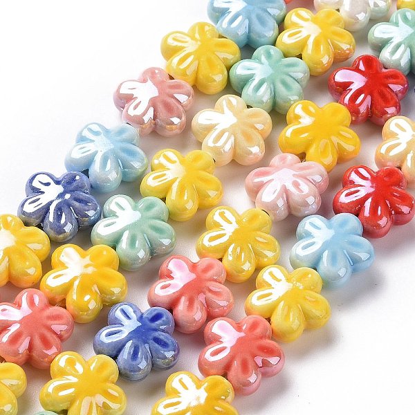 

PandaHall Handmade Porcelain Beads Strands, Pearlized, Flower, Mixed Color, 17.5x17x8.5mm, Hole: 2mm, about 18~19pcs/strand, 11.61''(29.5cm)..., Multicolor