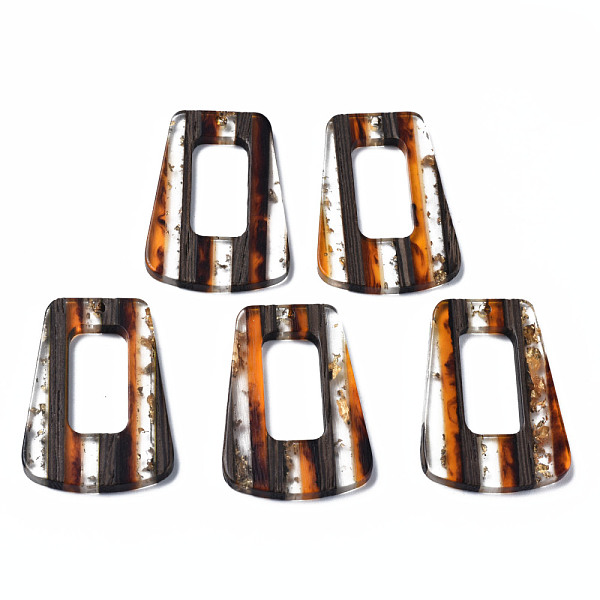 

PandaHall Transparent Resin & Walnut Wood Pendants, with Gold Foil, Trapezoid, Dark Orange, 38x27x3mm, Hole: 2mm Resin+Wood Trapezoid