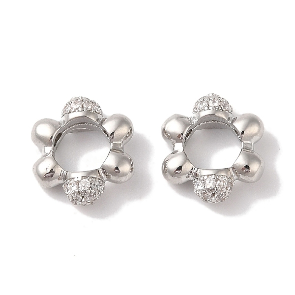 

PandaHall Rack Plating Brass & Cubic Zirconia Pendants, Cadmium Free & Lead Free, Long-Lasting Plated, Flower, Platinum, 10.5x9.5x4mm, Hole..., Clear