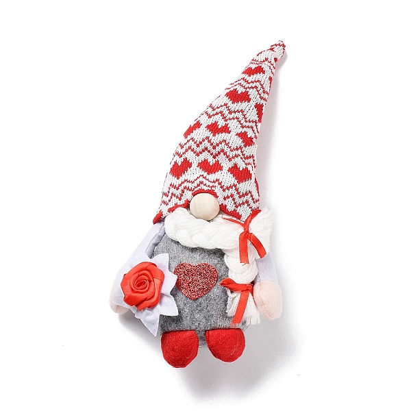 PandaHall Valentine's Day Cloth Doll Gnome Figurines, for Home Desktop Decoration, Heart, 335x120x76mm Cloth Heart